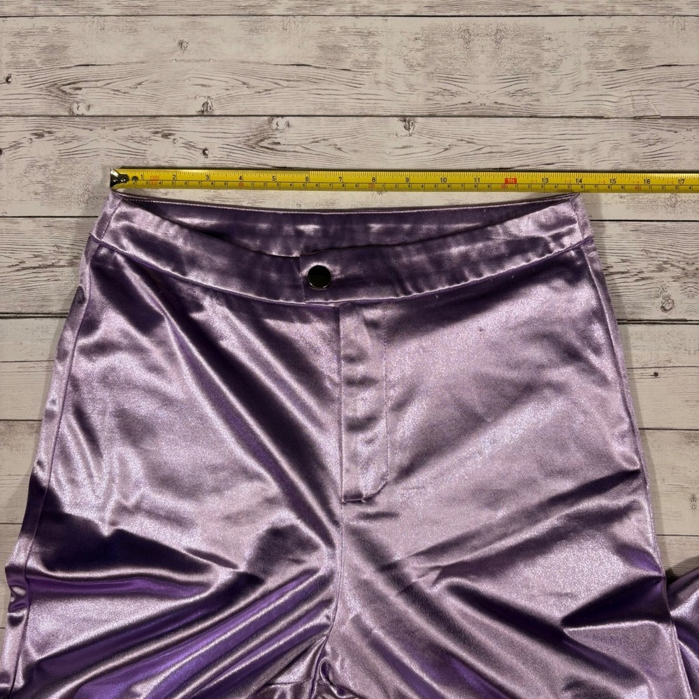 Princess Polly Purple Metallic Flare Pants Rave Festival Y2K Shimmer US 8 - Picture 7 of 13